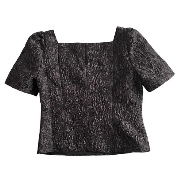 Club Monaco Brocade Puff Sleeve Chemise Black NWT - Picture 5 of 10